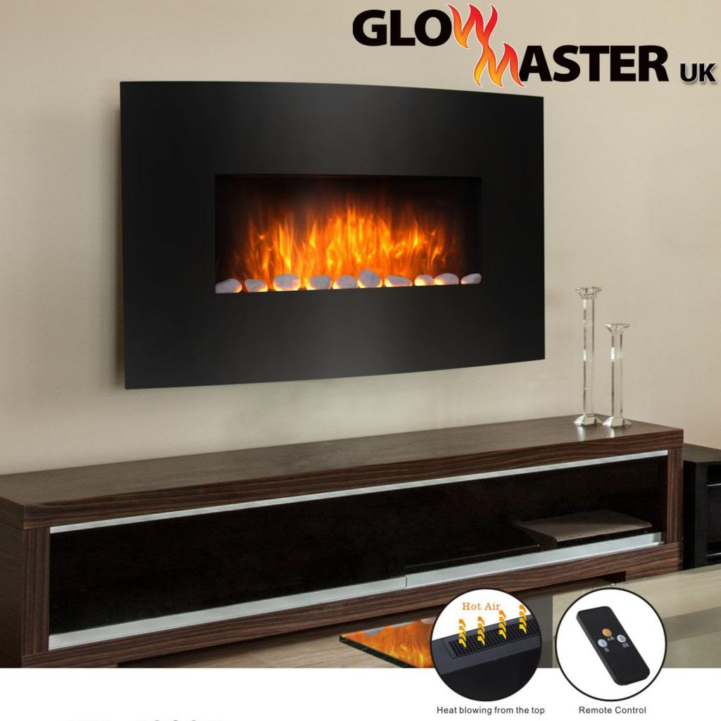 Glowmaster Warwick Curved Wall Mounted Electric Glass Fireplace
