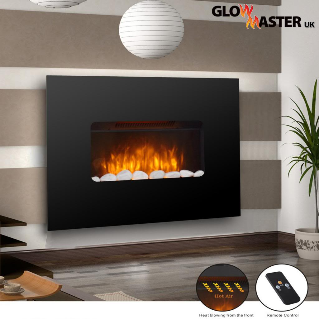Glowmaster Lincoln Wall Mounted Widescreen Electric Black Glass