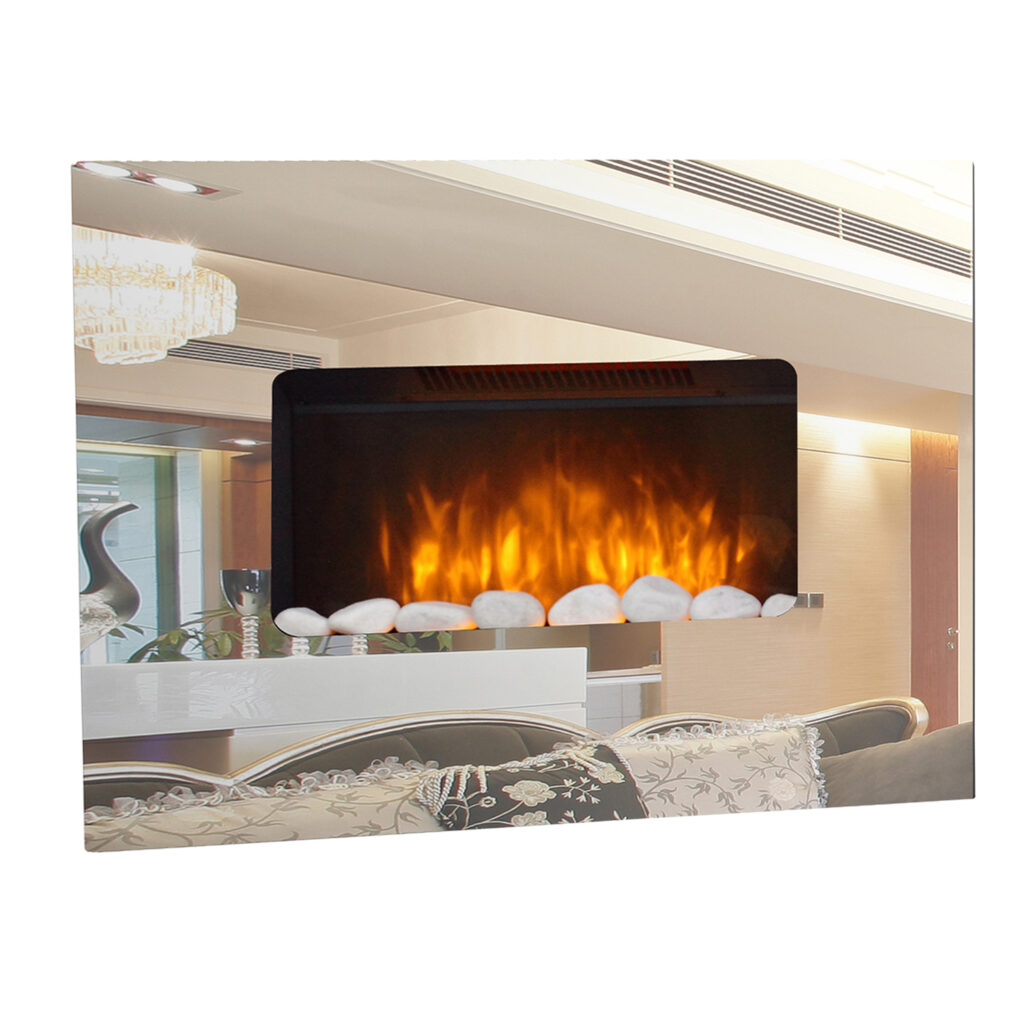 Glowmaster Lichfield Wall Mounted Electric Mirror Glass Fireplace