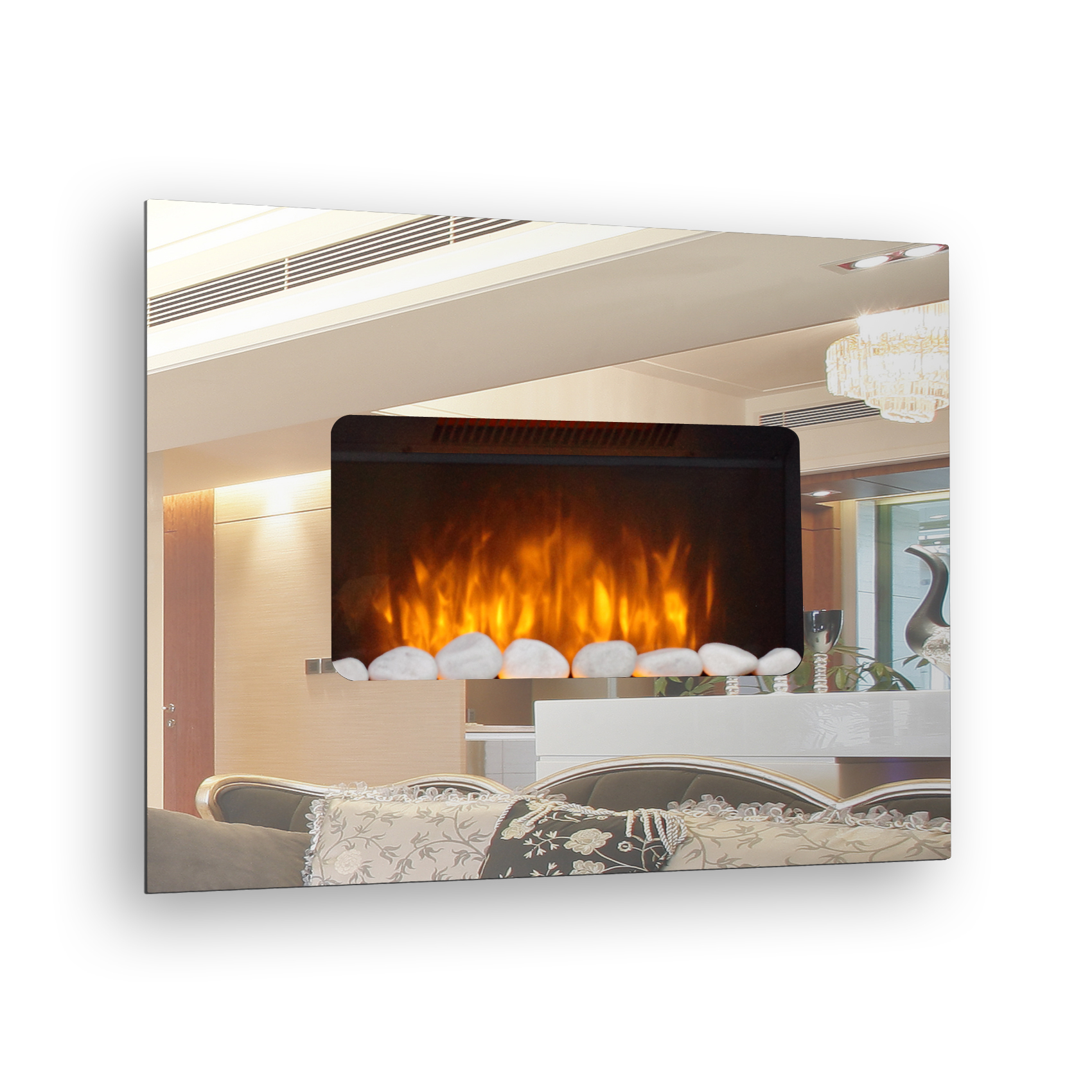 Glowmaster Lichfield Wall Mounted Electric Mirror Glass Fireplace