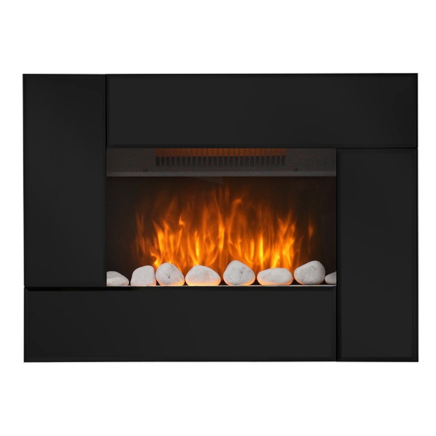 GLOWMASTER Electric Fire Fireplace Curved Black Glass Wall Mounted